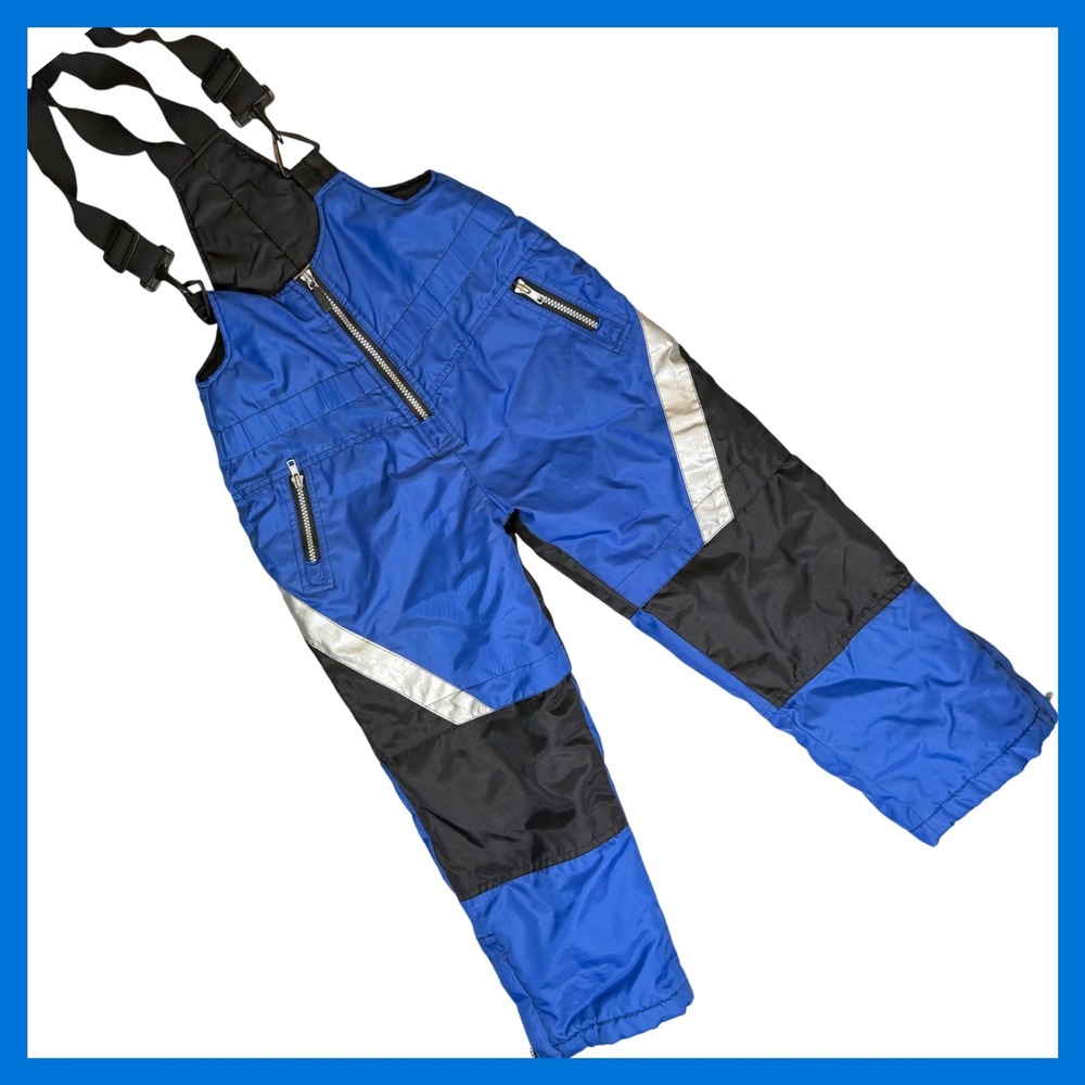 Vintage Y2K Sneaux Kids Snowboard Ski Bibs Pants Blue Black Size Small Snow Gear
